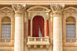 Conclave window and balcony  in St. Peter's Basilica in the Vatican